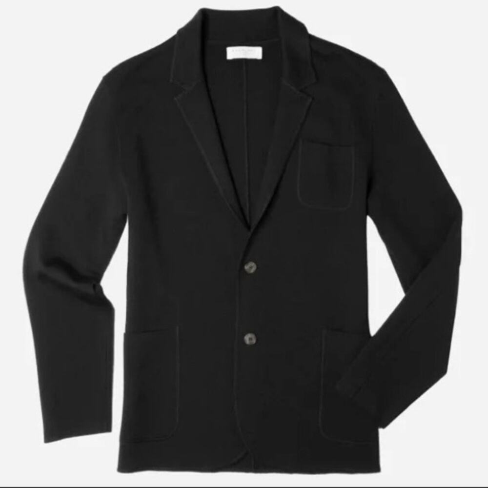 Everlane Mens Sz S Wool Luxe Sweater Blazer Black Preppy Business Casual
